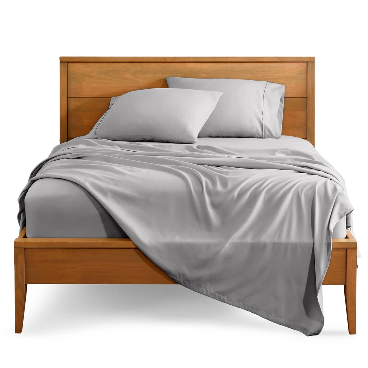 Light grey 4-piece king sheet set with fitted sheet and two pillowcases