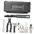 Black bike tool kit case with chain and maintenance tools