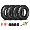 Set of four black inner tubes with red bent valve stem, 13x5.00-6 size.