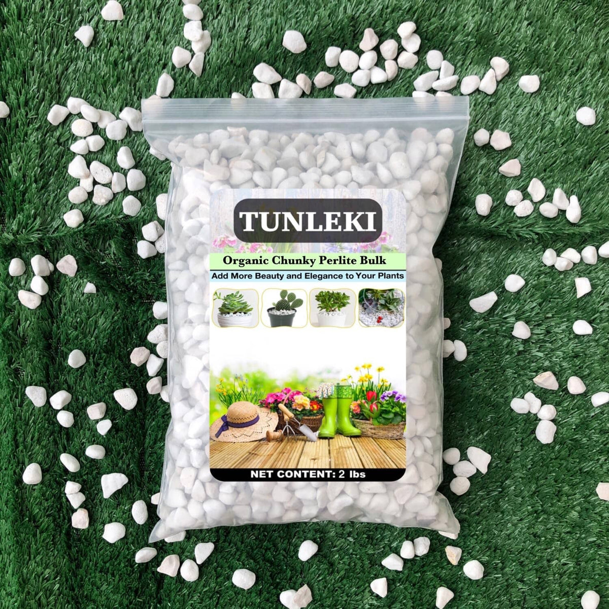 Chunky white perlite in TUNLEKI bag, net content 2 lbs for plants