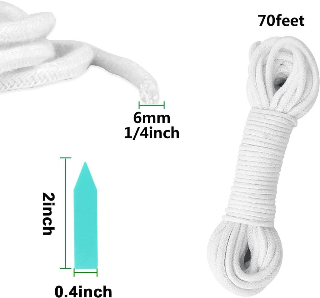 White cotton self-watering wick cord string bundle, thin 0.4 inch