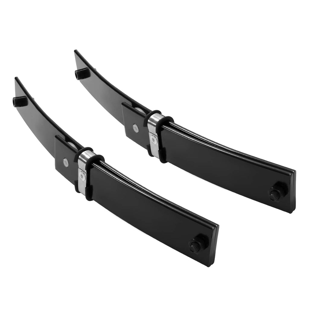 Black leaf springs with end caps, center hinges, and silver support plates