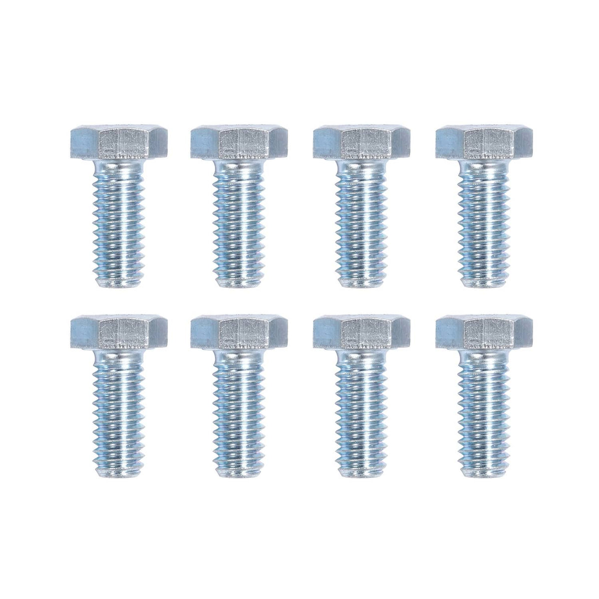 Set of metal hex bolts with washers for mounting a black seat.