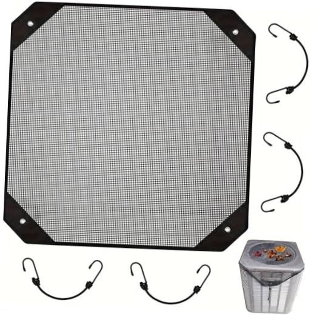 Octagonal mesh AC condenser cover, black edges with corner grommets