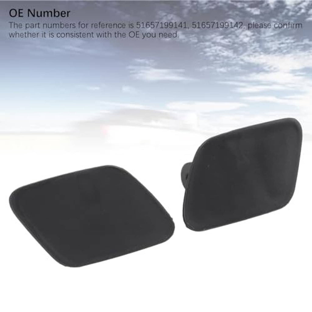 Unpainted dark gray headlight washer nozzle cover caps, left and right