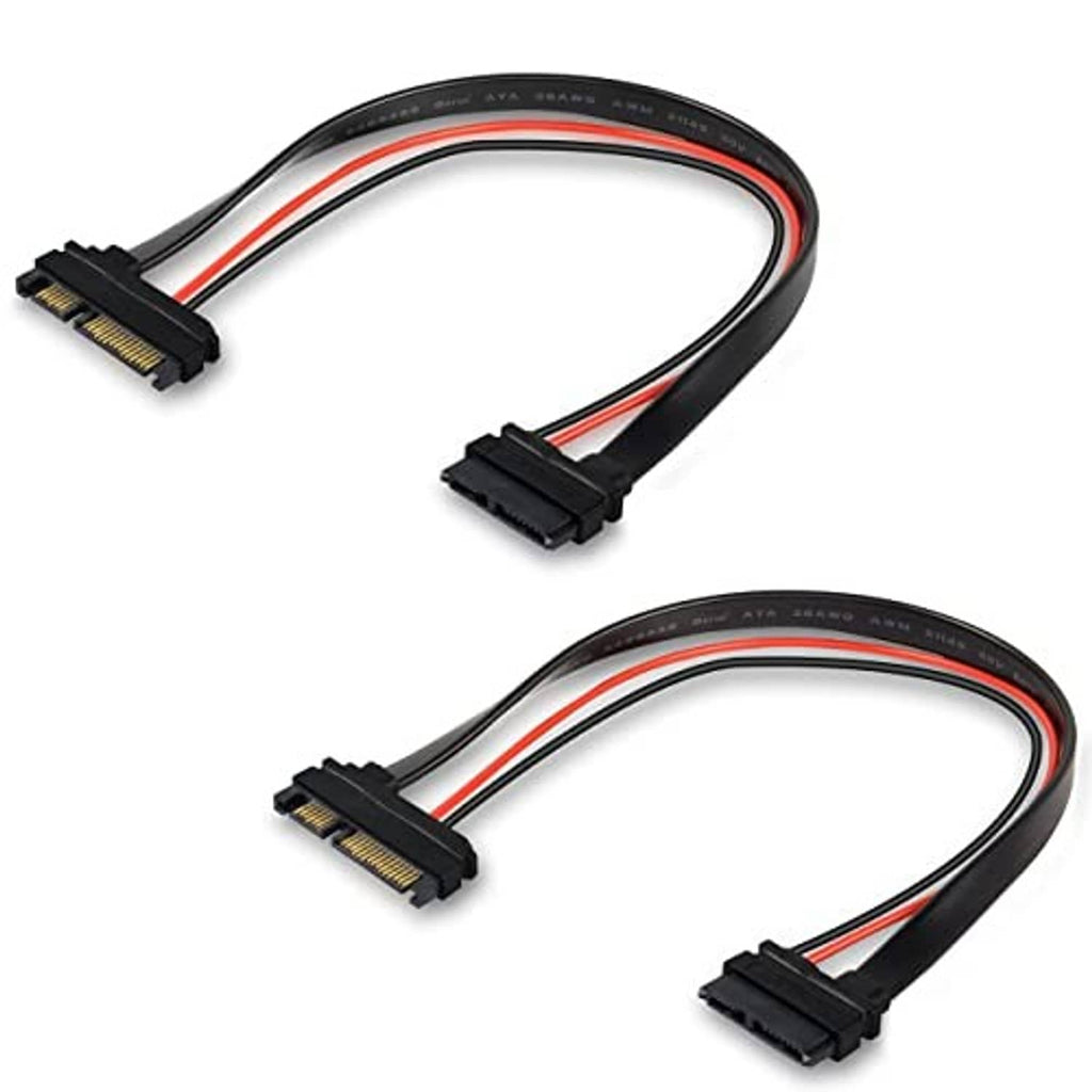 SATA adapter cable with two slim connectors, red/black and white-striped signal wires