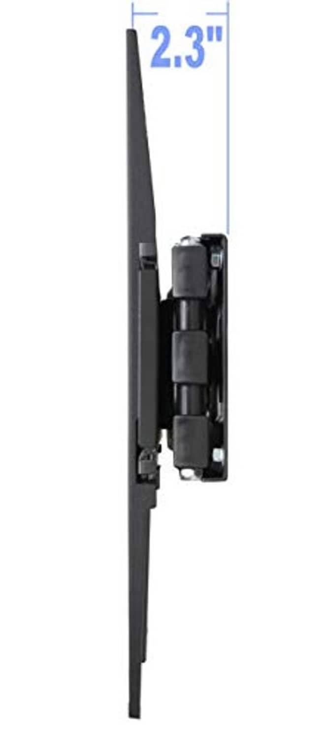 Slim TV wall mount bracket side view with hinge mechanism and mounting bracket