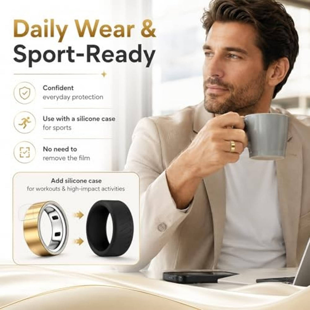 Clear ring cover film with silicone case for daily wear and sports use