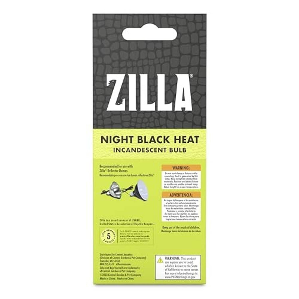 Zilla Night Black heat incandescent bulb box back with product details