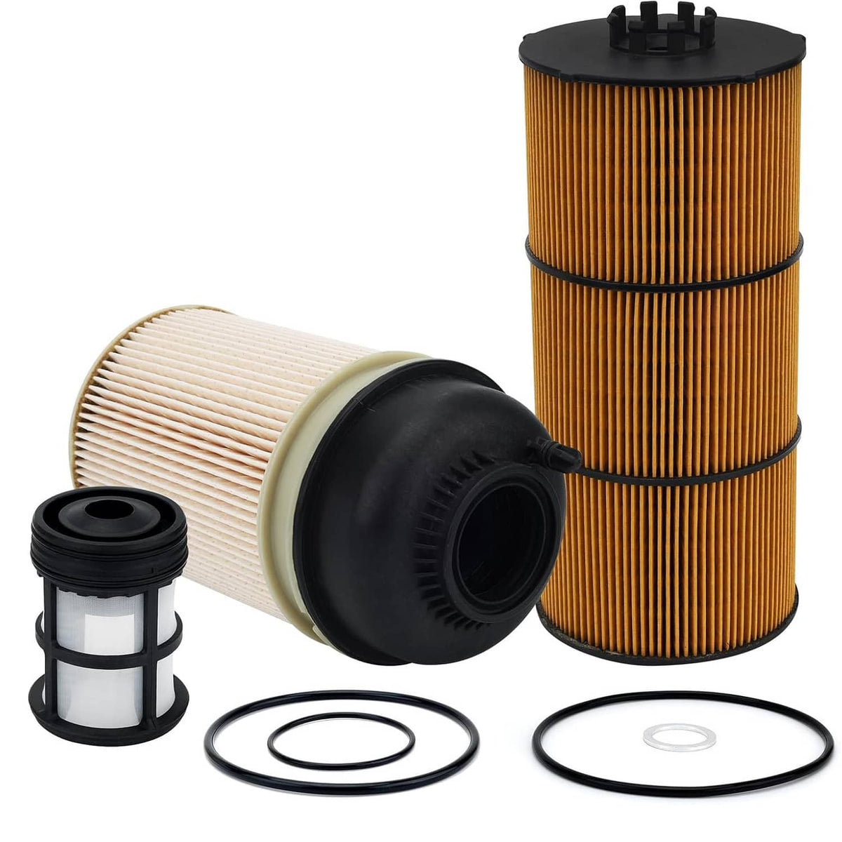 Oil filter and fuel filter cartridges with O-rings and gasket kit