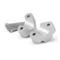 Silver CNC motorcycle handlebar riser clamp adapter with mounting bolts