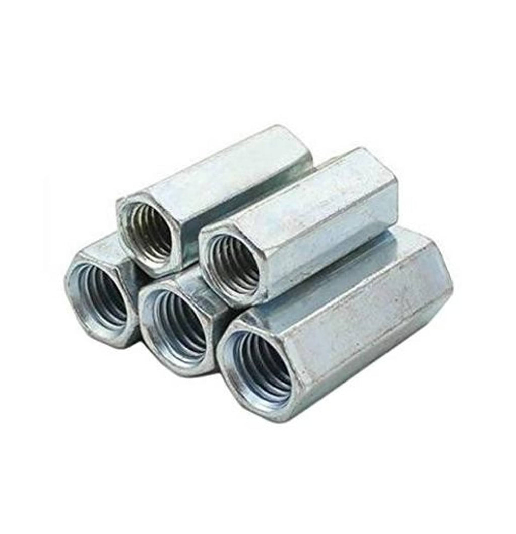 Zinc-plated hex coupling nuts with internal threads, 4-piece connector set