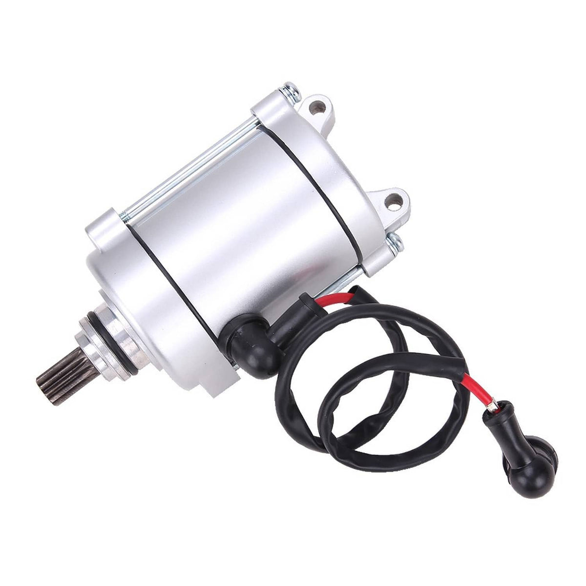 11-tooth starter motor with front shaft and black cable bundle with red wire