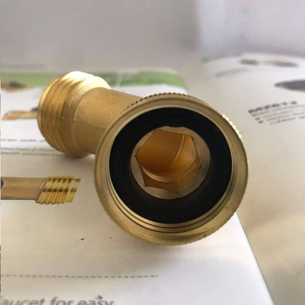 Brass 45-degree hose elbow connector with black O-ring seal opening