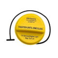 Yellow fuel tank filler cap with black tether and E85/Gasoline warning text