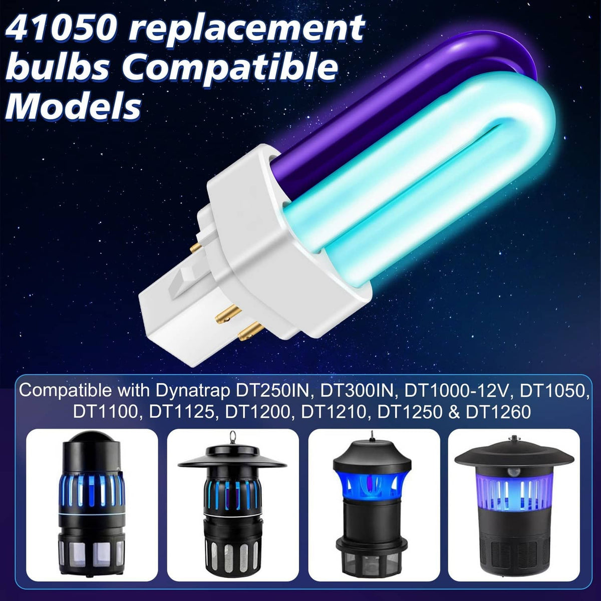 41050 replacement bug zapper bulbs with 2 tubes and 4-pin base connectors
