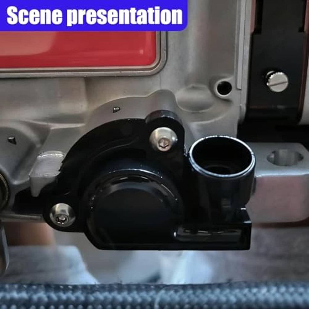 Installed throttle position sensor on engine housing with visible electrical port