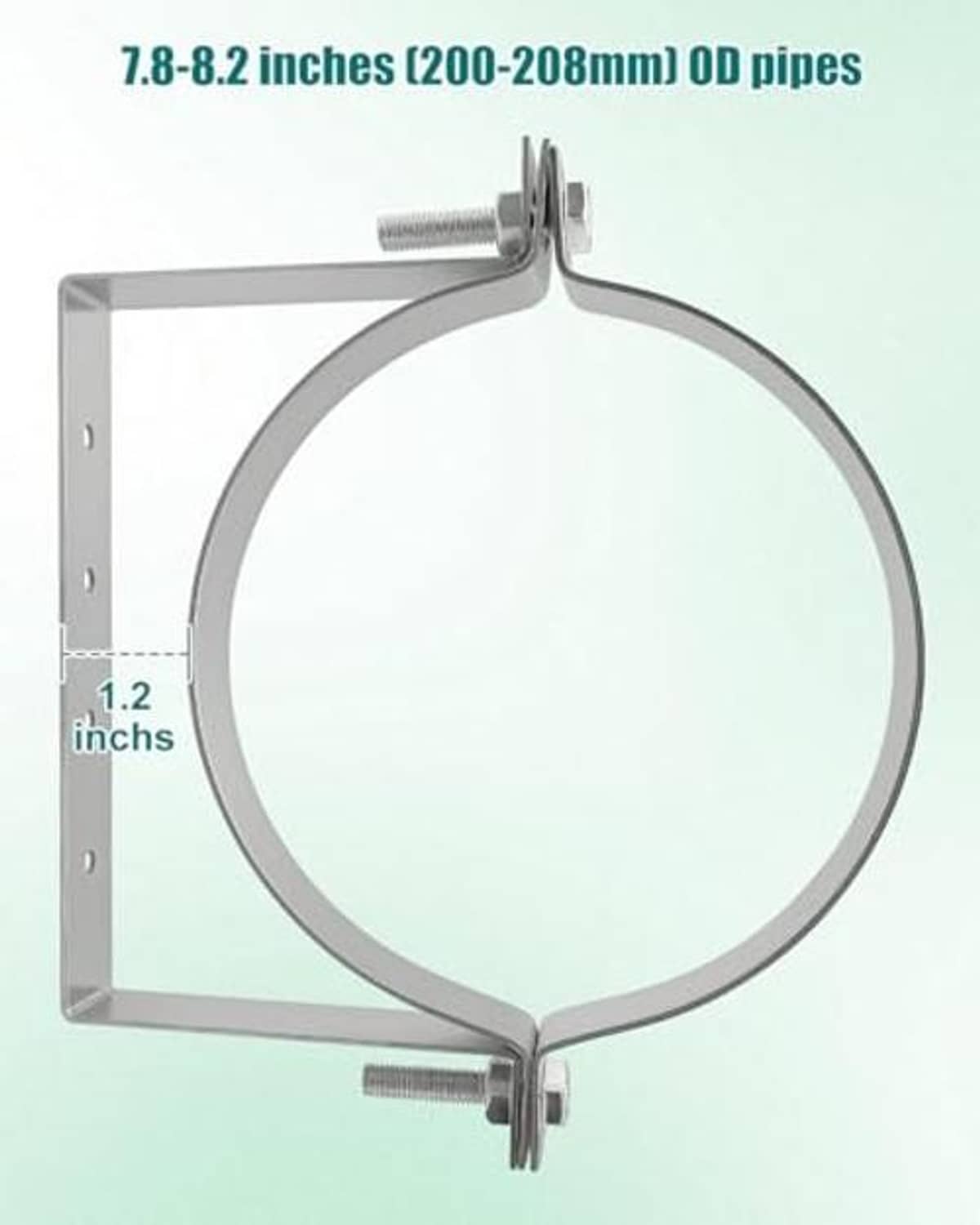 Rigid split-ring pipe hanger for 7.8–8.2 in OD pipe with wall mount bracket