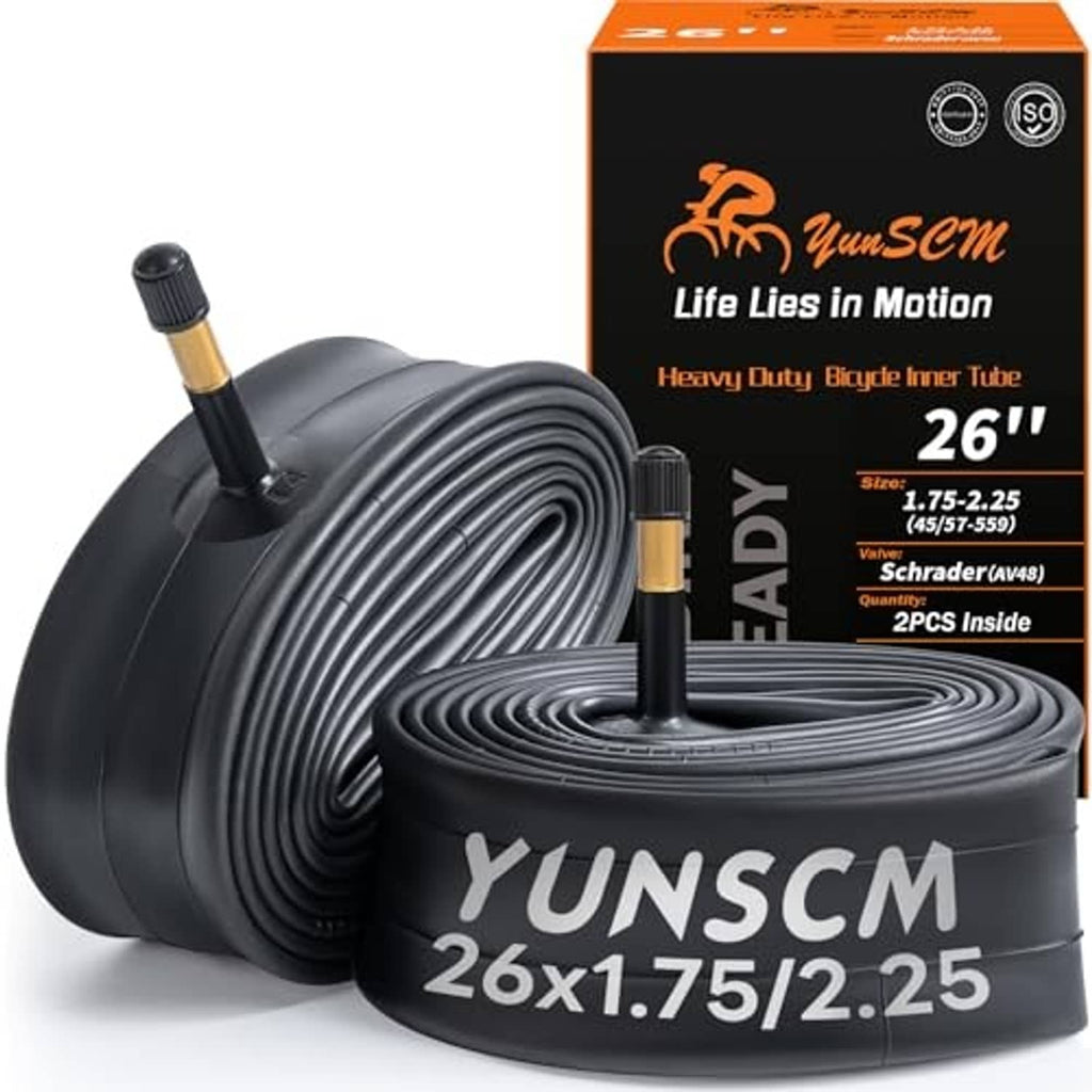 26-inch heavy duty bike inner tube bundle, rolled black tube and labeled box