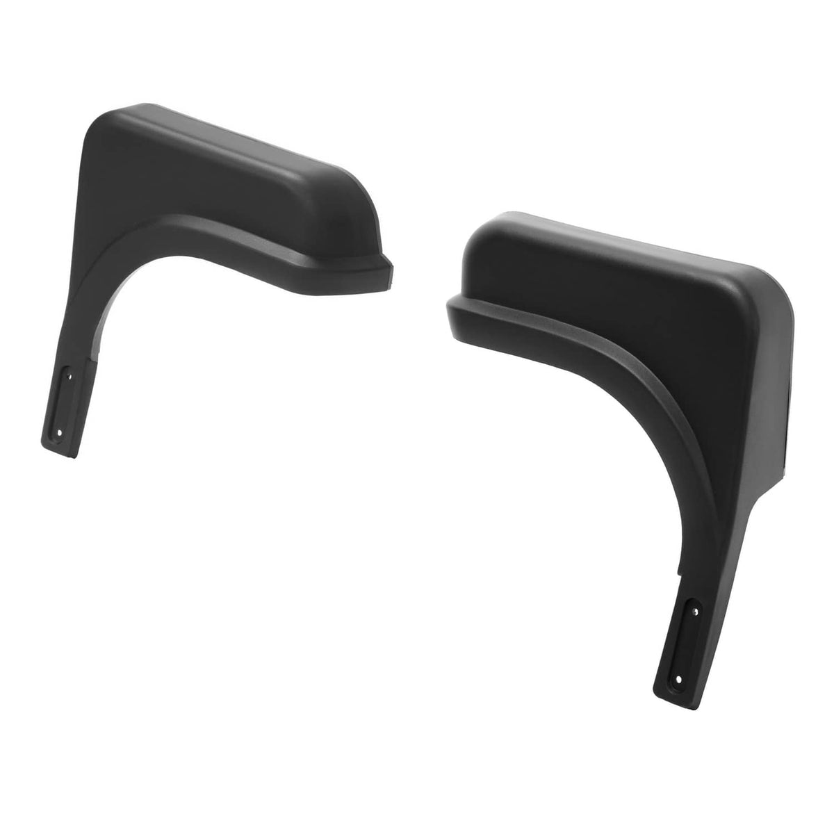 Black plastic golf cart fender cap set, curved front guards with mounting legs