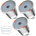 Set of stainless steel K-cup filter pods with orange silicone sealing rings