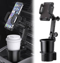 Universal car cup holder phone mount with black drink holder and adjustable phone clamp