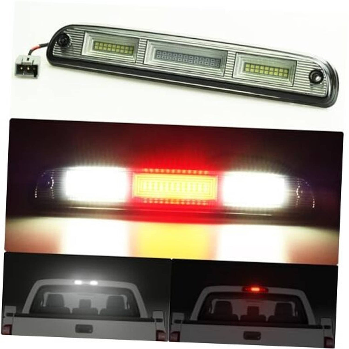 LED high mount stop brake light with black housing and red LED center strip
