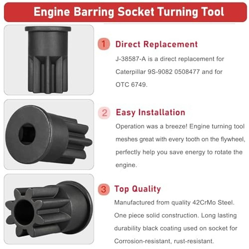 Engine barring socket turning tool, black with multi-tooth profile