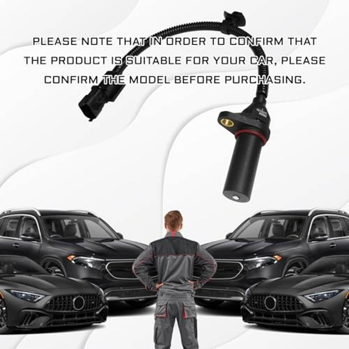 Crankshaft position sensor with black wiring plug and cylindrical sensor housing