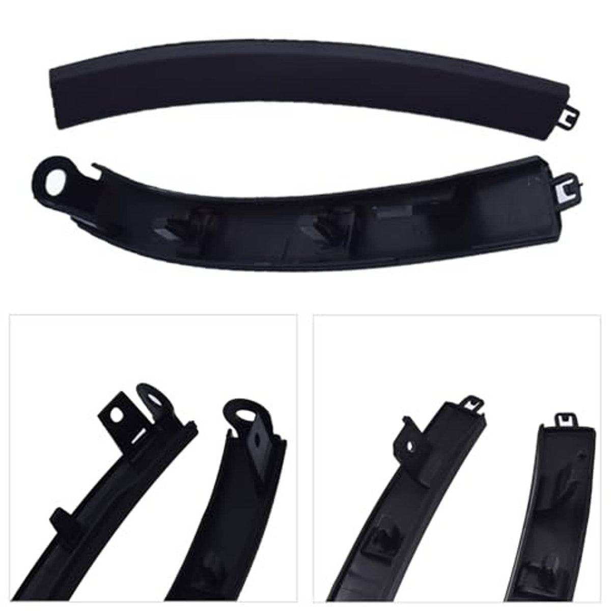 Black front bumper filler trim with underside detail and two mounting holes