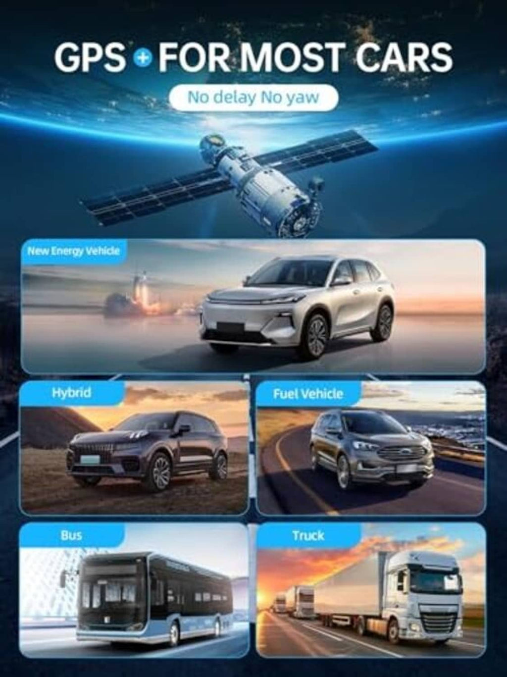 Car GPS head-up display showing vehicle compatibility graphic