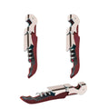 Red waiter corkscrew wine opener set with metal lever, 2-pack