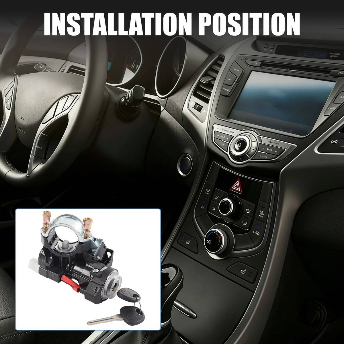 Ignition lock cylinder assembly with two keys shown for car dashboard installation