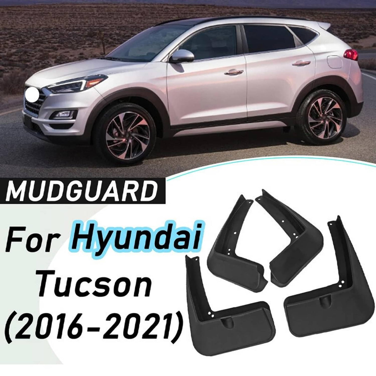Black mud flaps set for vehicle, shown with a compact SUV body for fit preview