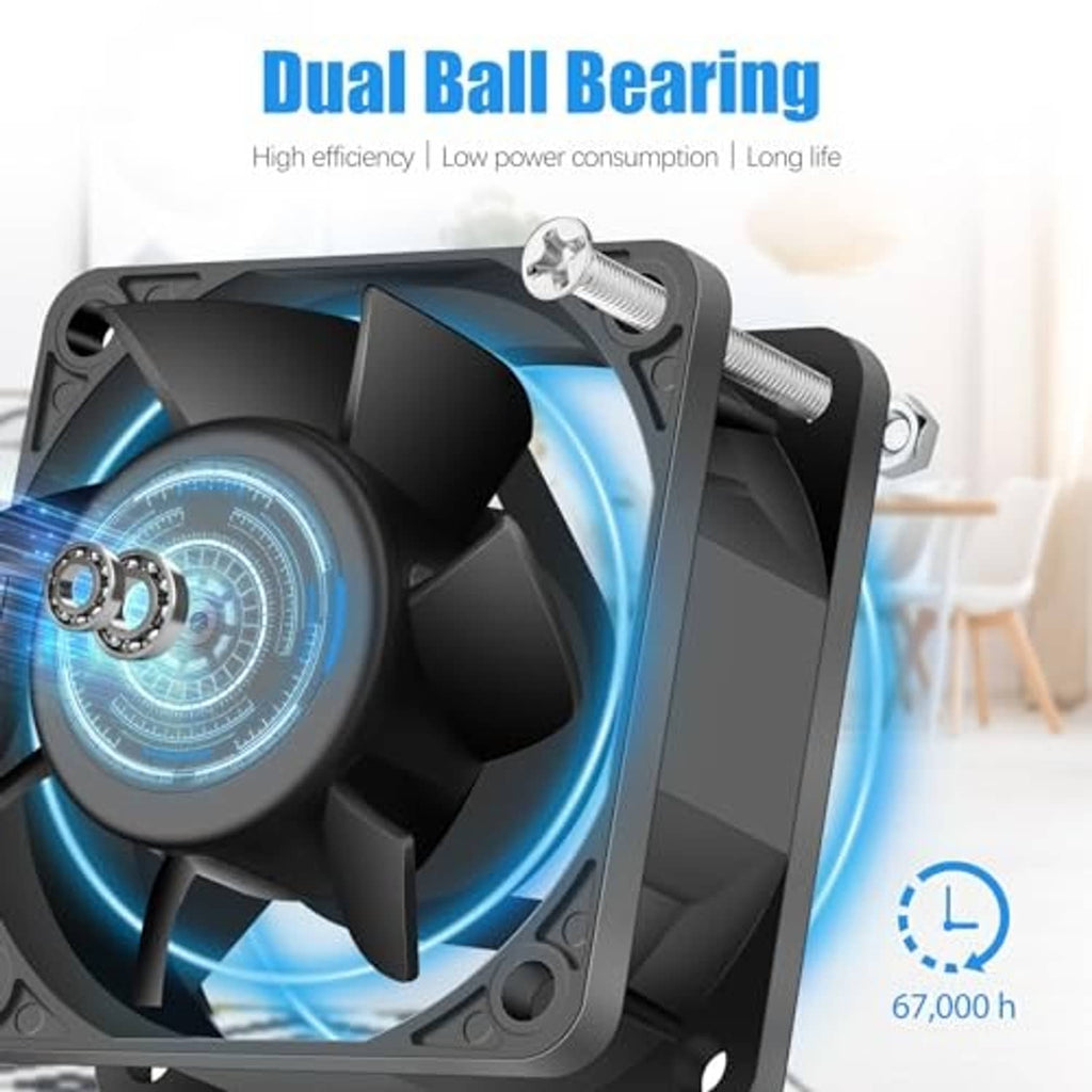 Dual ball-bearing DC brushless cooling fans with black frames and 4-pin connectors
