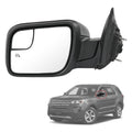 Driver-side heated side mirror with black housing and reflective glass
