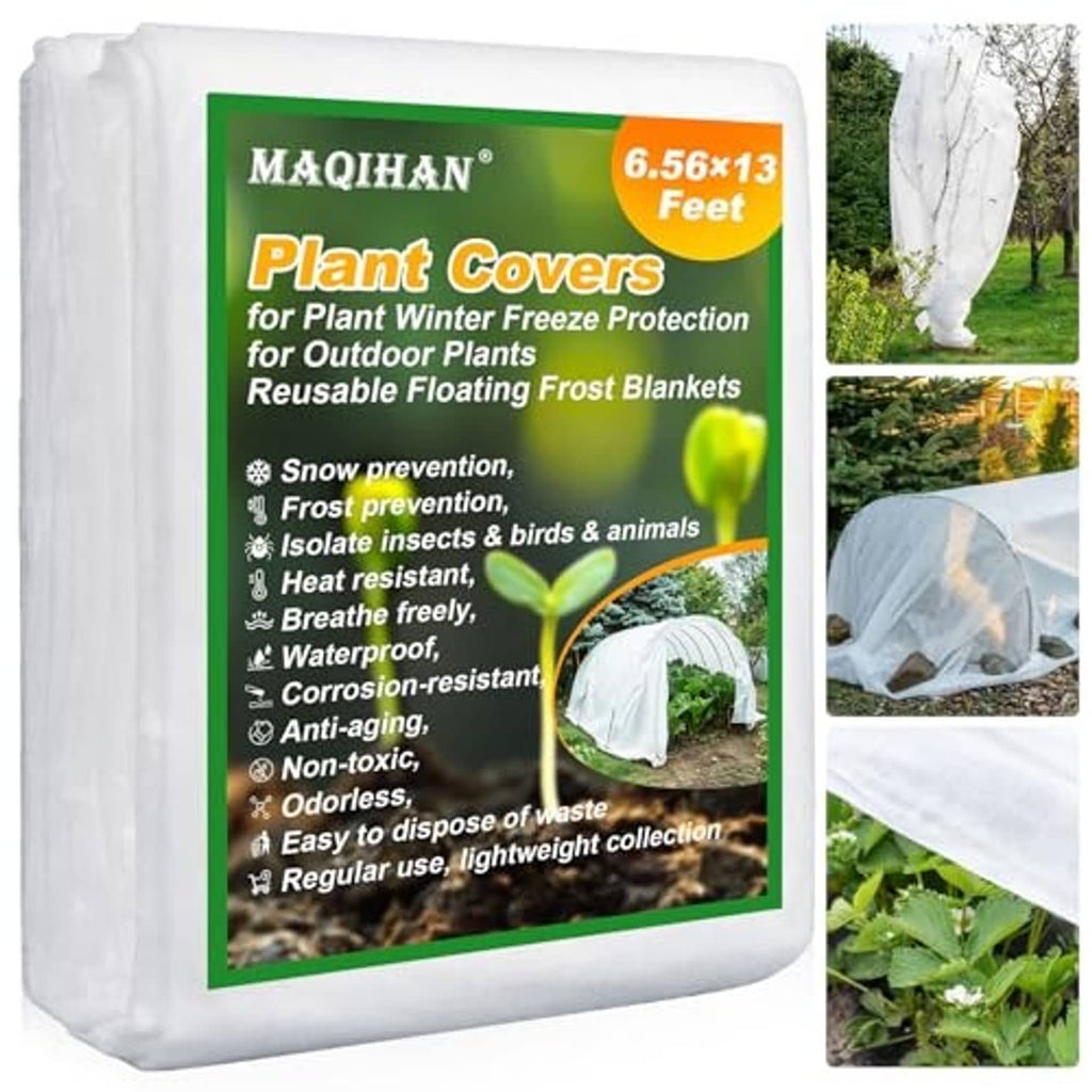 White plant cover bundle pouch with MAQIHAN branding and 6.56x13 feet size label