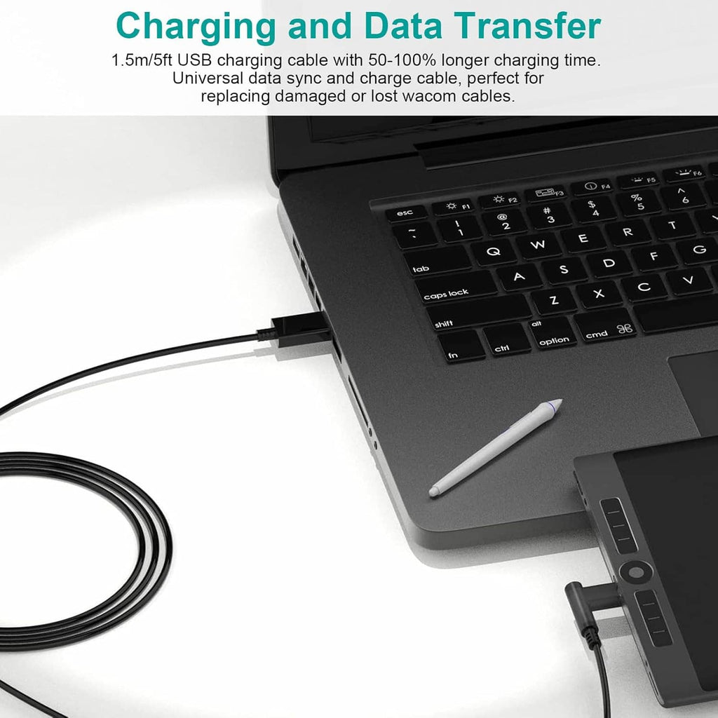 Black micro USB cable connected to a laptop for charging and data transfer use.