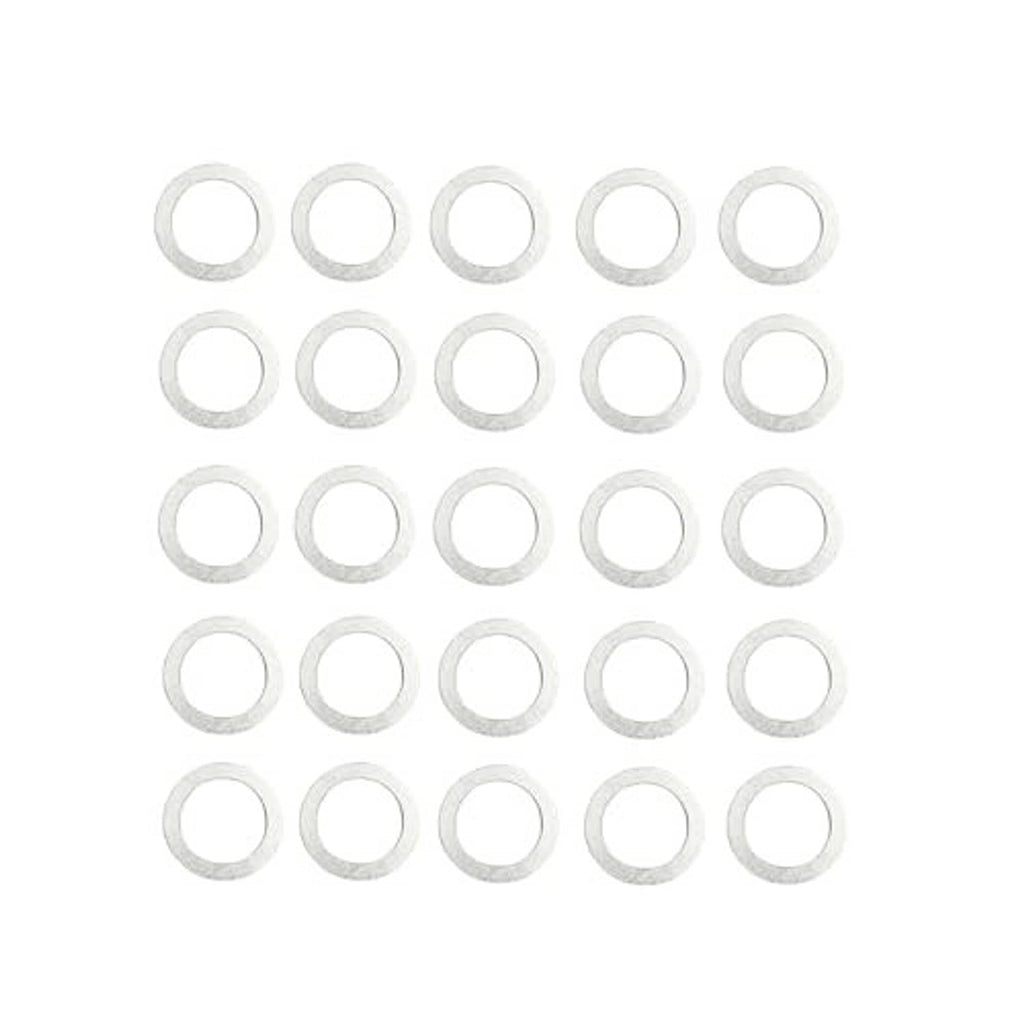 Oil drain plug crush washers: round metal rings laid out in multiple rows