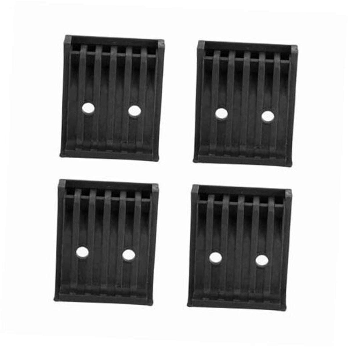 Square black tire changer jaw protector covers with vertical ribs and two round holes