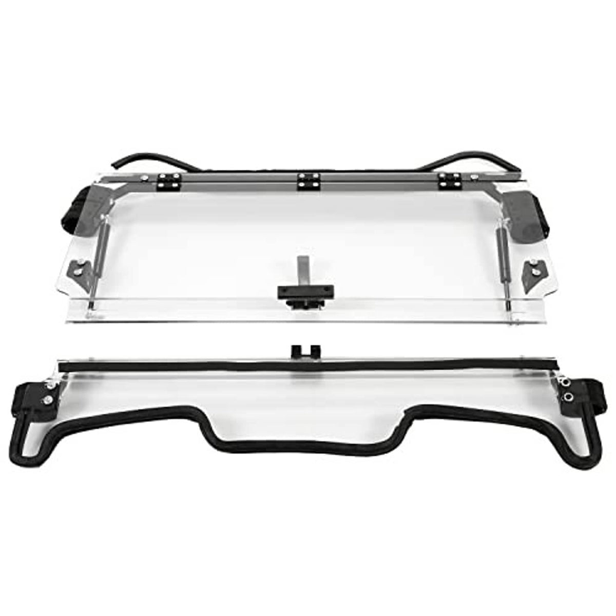 2-in-1 front windshield kit with clear panel, black lower guard, bracket hardware