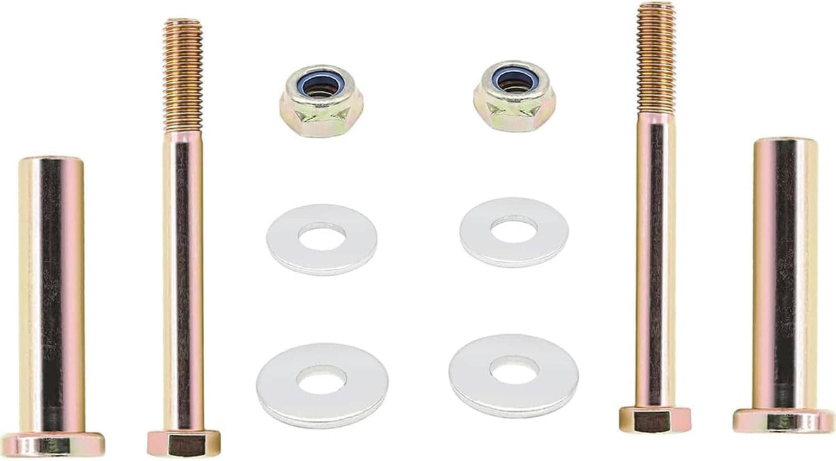 Mower deck wheel hardware set with zinc bolts, lock nuts, and flat washers