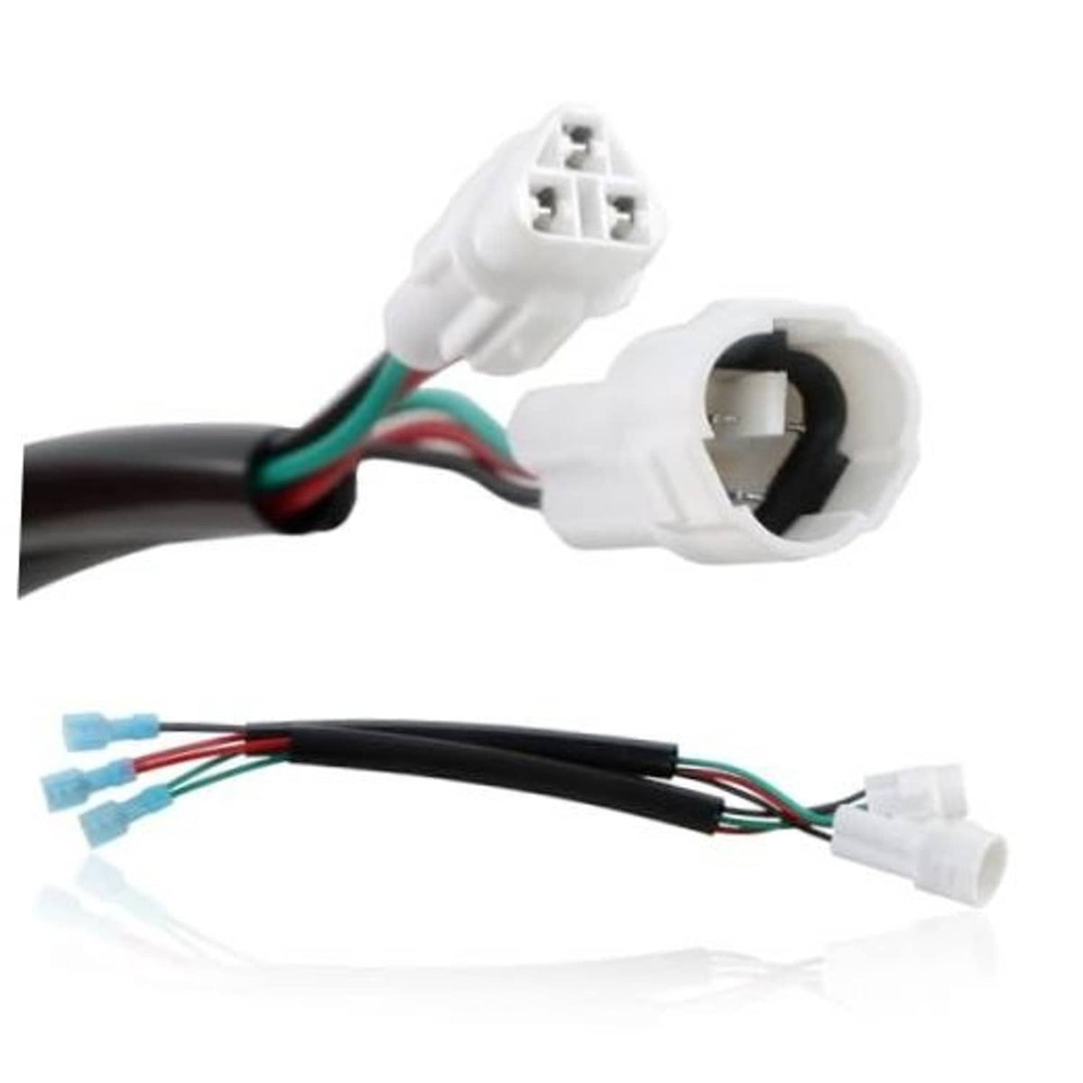 Throttle position sensor harness with white connectors and multi-color wire leads