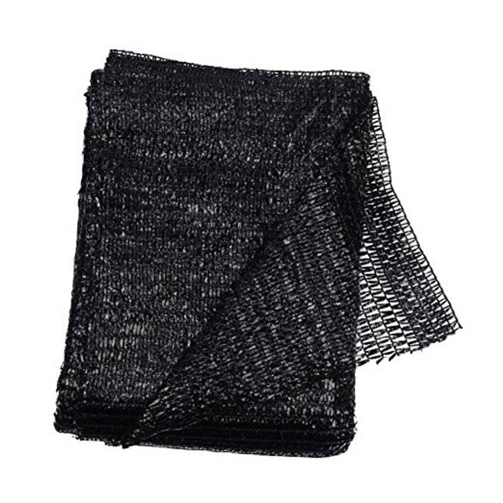 Black mesh shade net, folded square panels with fine woven pattern