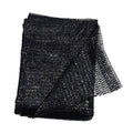 Black mesh shade net, folded square panels with fine woven pattern