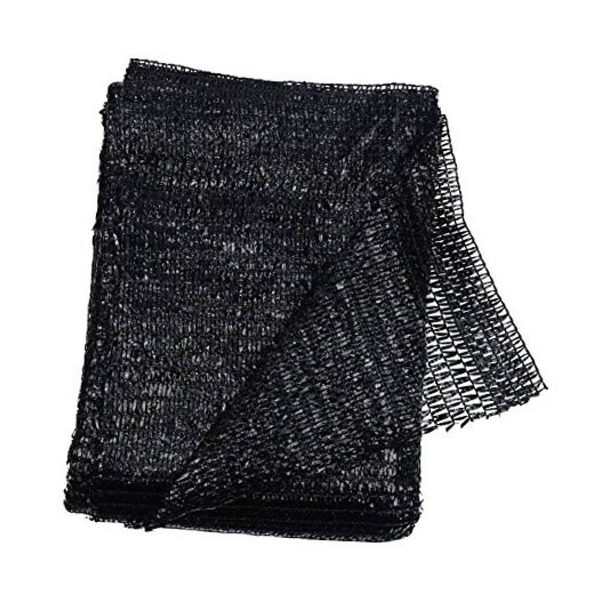 Black mesh shade net, folded square panels with fine woven pattern