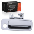 Pearl gray exterior door handle with silver lever and visible spring mechanism