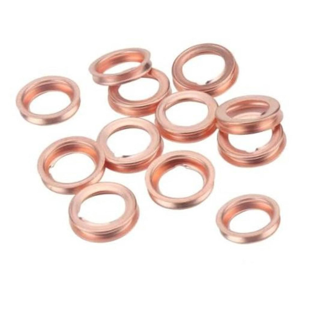 Set of copper crush washer seal rings for M12 oil drain plug, 12-pack