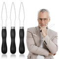 Black one-hand button hook and zipper pull helper set of 3 with metal hook tips