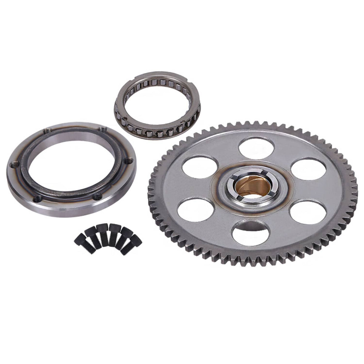 Starter clutch sprag and idler gear kit with gasket, metal gear and sprag ring